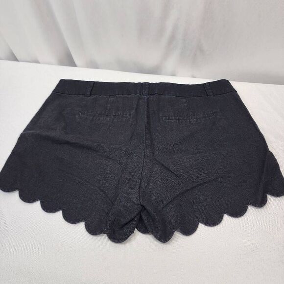 J. Crew Womens 15 Shorts Linen Blend Hook Eye Closure Scallop Hem Black - Picture 2 of 7